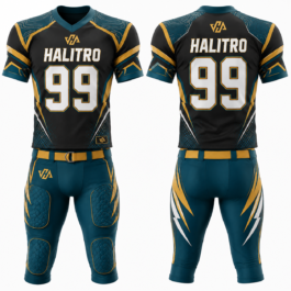 Custom American Football Uniform | Black, Teal & Gold