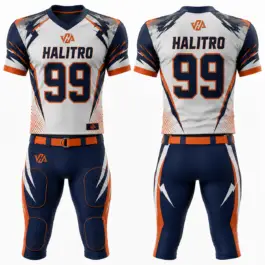 Custom American Football Uniform | Navy Blue & Orange