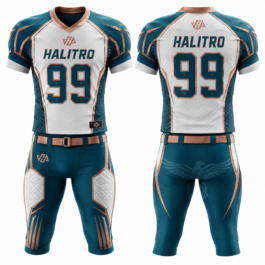 Custom American Football Uniform | Teal, White & Rose Gold