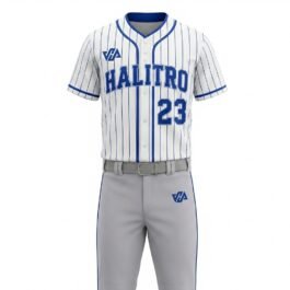 Custom Baseball Sports Uniform| Royal Blue & Grey Pinstripe