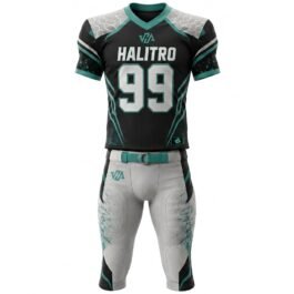 Custom American Football Uniform | Black, White & Teal