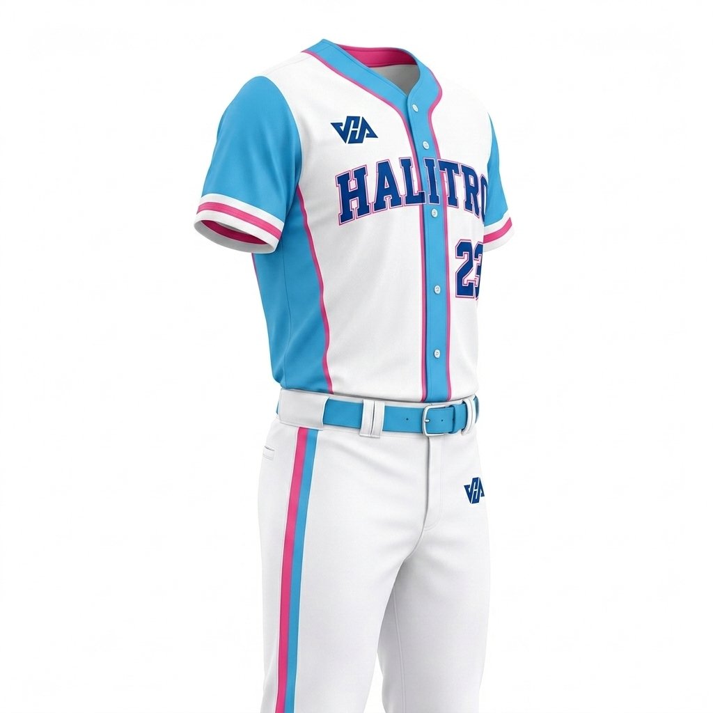 Custom Baseball Sports Uniform| White & Blue - Image 2