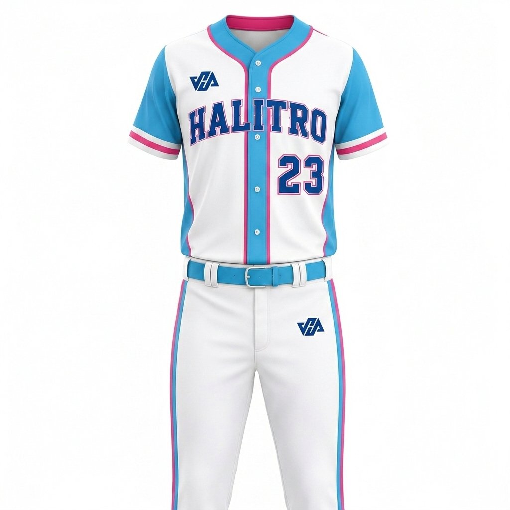 Custom Baseball Sports Uniform| White & Blue - Image 3