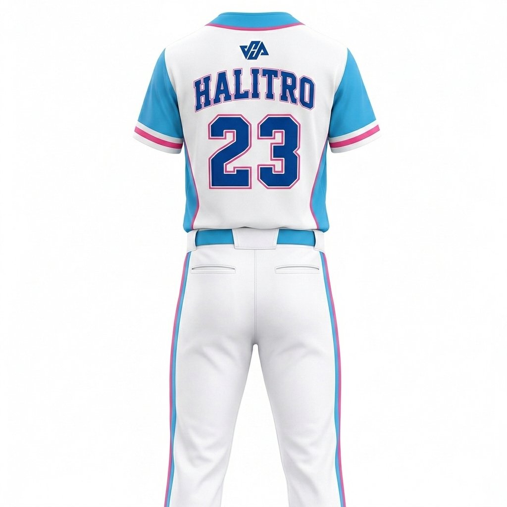 Custom Baseball Sports Uniform| White & Blue - Image 4