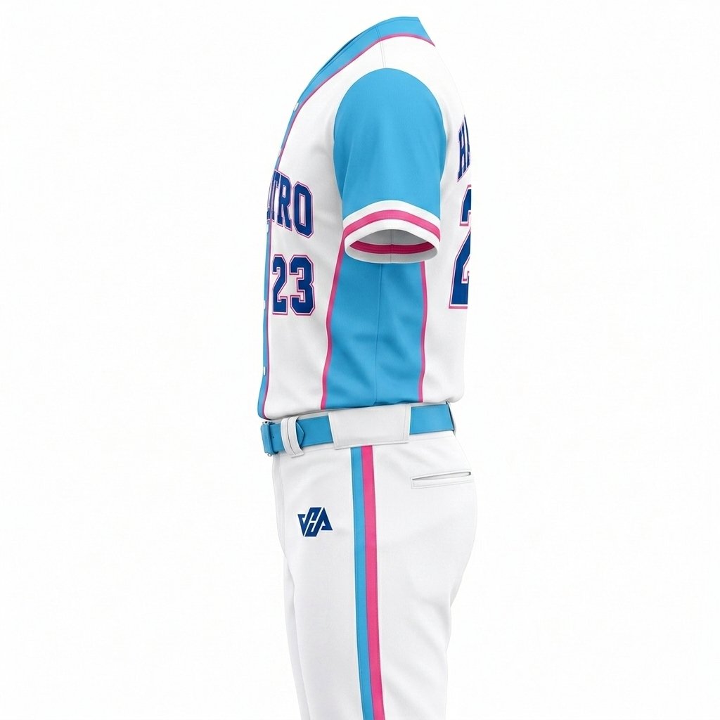 Custom Baseball Sports Uniform| White & Blue - Image 5